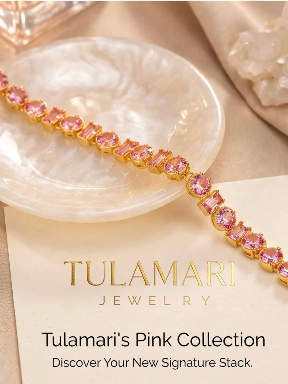 Tulamari's Pink Collection Bracelet 14 karat gold plated